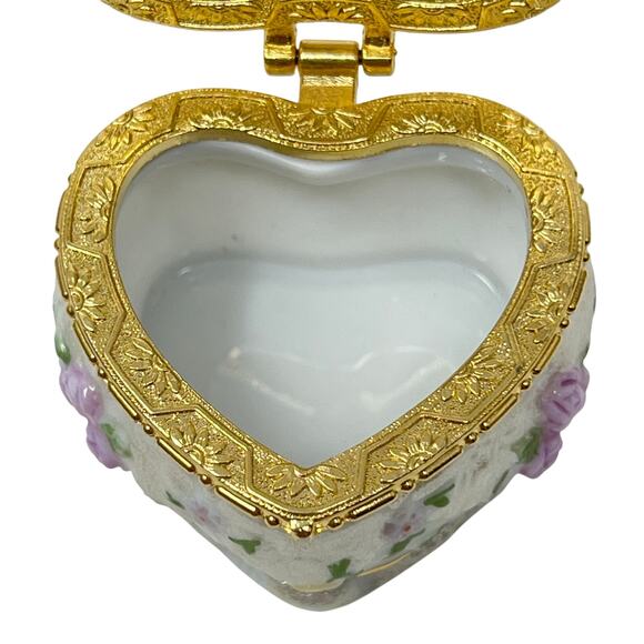 Westland #4073 FOREVER FRIENDS Heart Shaped Hinged Ceramic Trinket Box 1999 NWOT - Picture 3 of 9